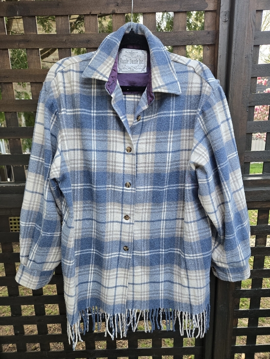 Vintage Jackets & Blazers - Plaid Shacket with Fringe